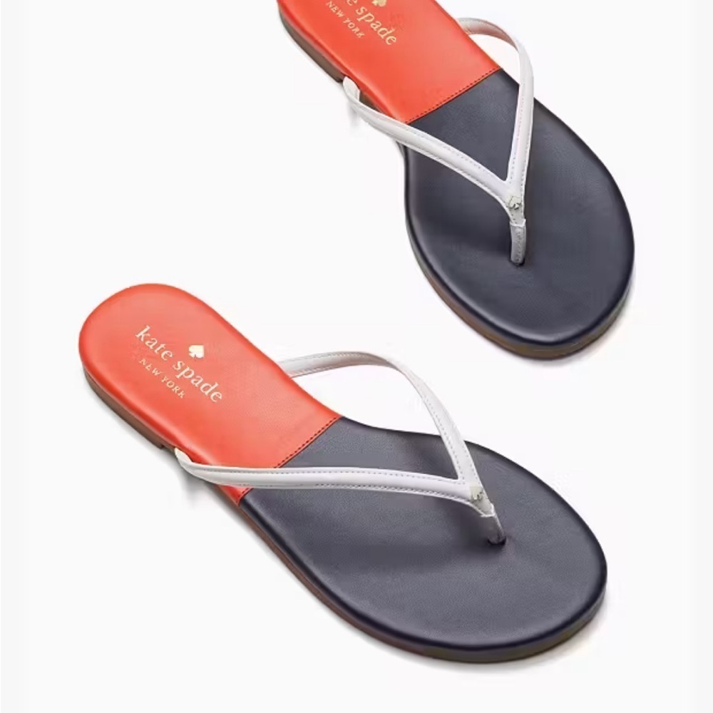Kate Spade Black and White Sandals with Red Insole - Picture 2 of 7
